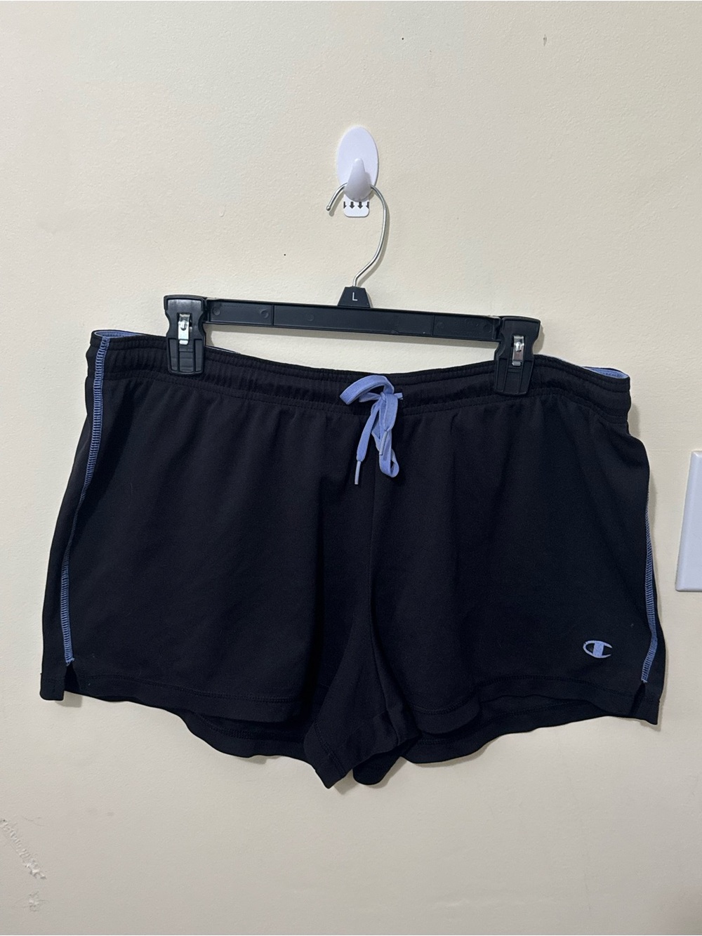 Champion Black Women's Athletic Shorts with Light Blue Accents
